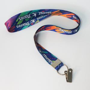 Cordão para Crachá Personalizado Poliéster Acetinado 39 x 2 cm 4 x 4 cores  Ponteira com argola e jacaré 